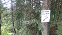 First sign for Evergreen Bike Park