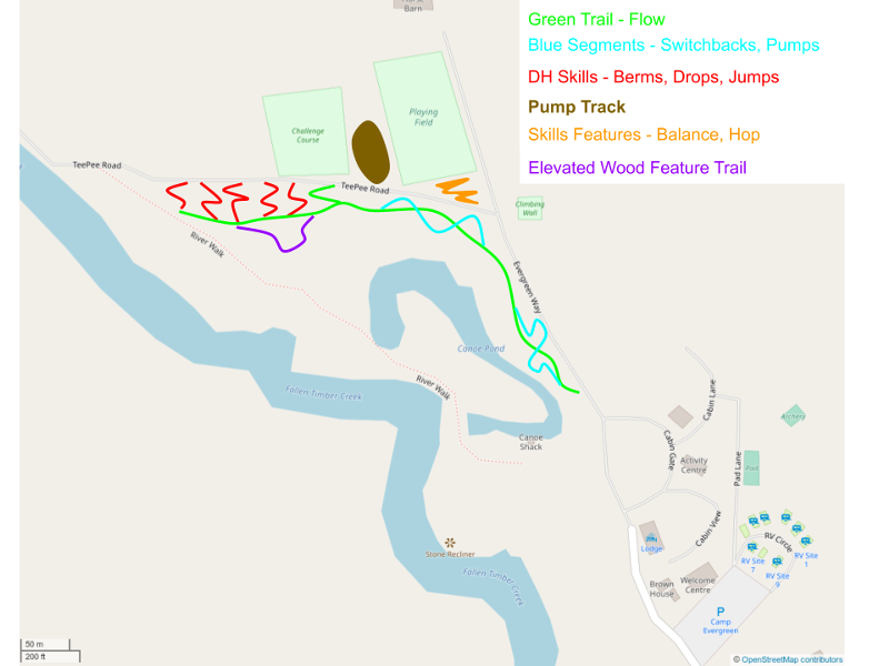 Camp Evergreen Bike Park Map